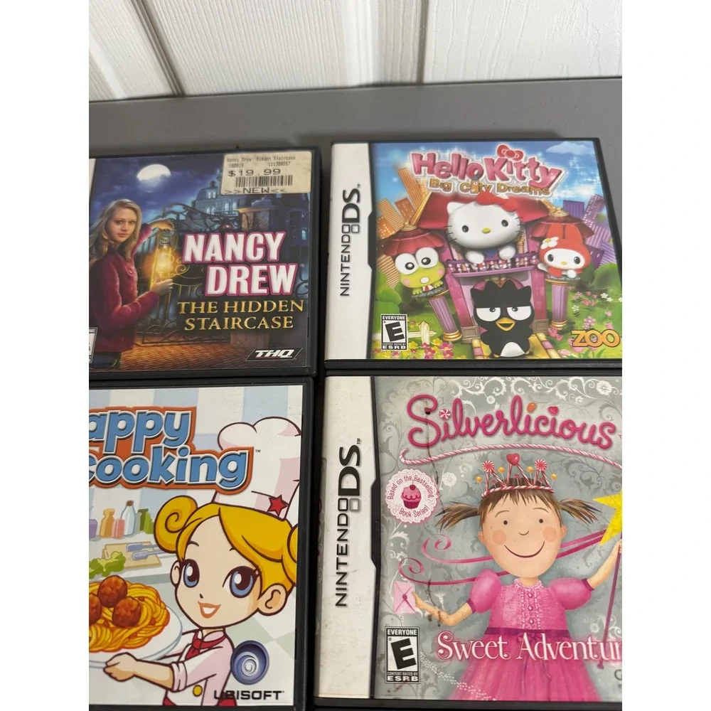 Nintendo DS Game Lot 7 Barbie Dora Hello Kitty Nancy Drew Silverlicious Manuals